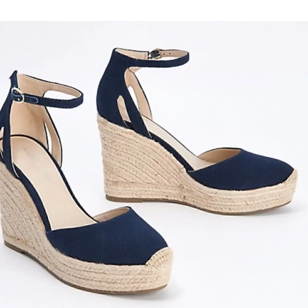 Marc Fisher Teelan Esapdrille Wedge Sandal Navy